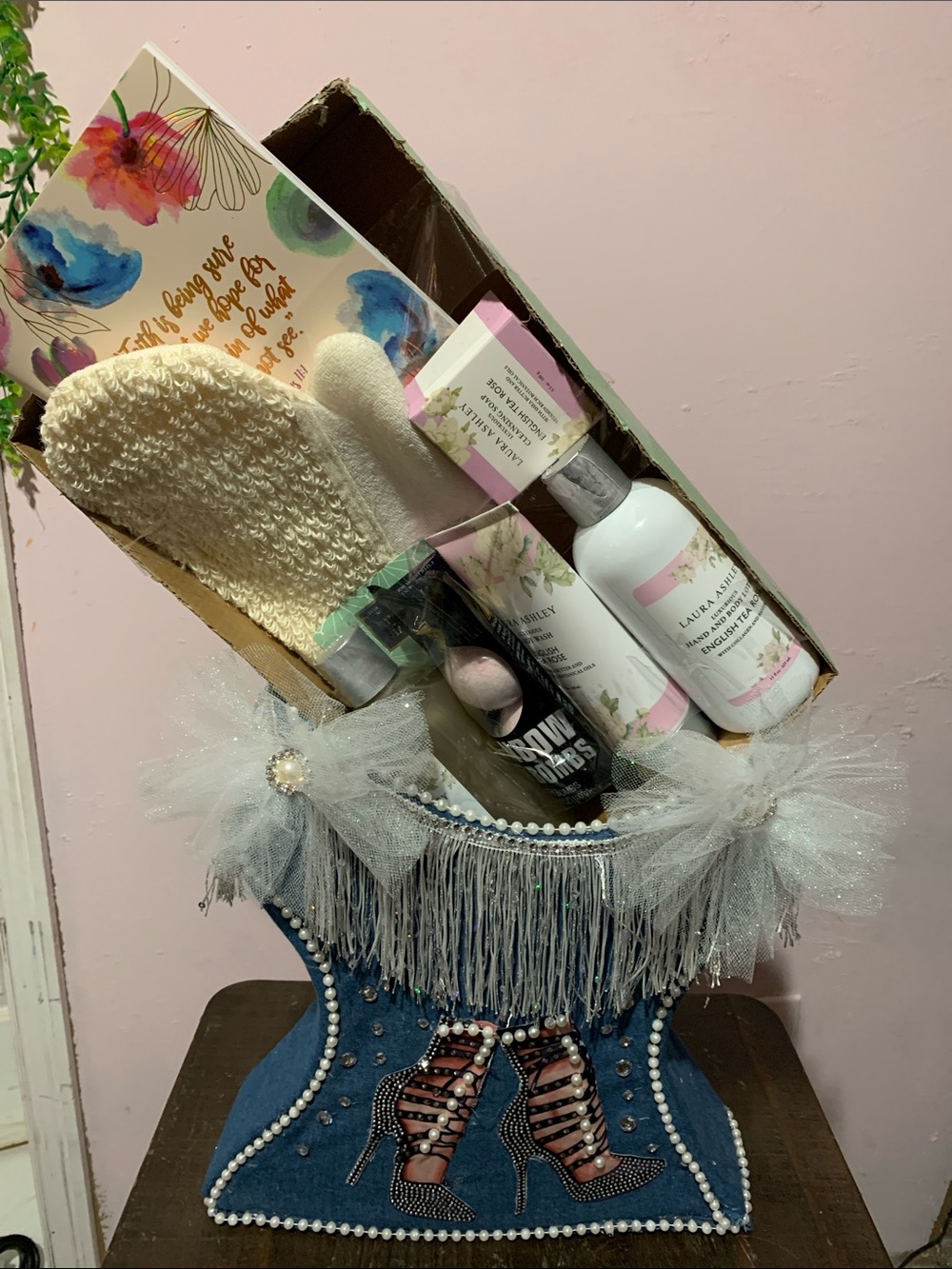 Laura Ashley Blue & Pink Floral Bath Gift Ensemble